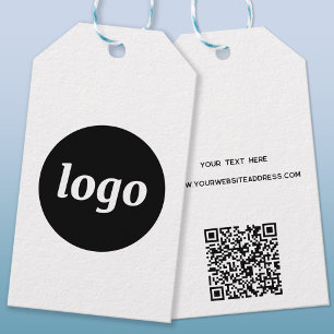 Simple Logo With Text and QR Code Business Tags