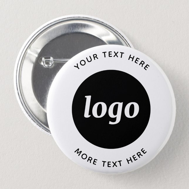 Simple Logo With Text Business 6 Cm Round Badge (Simple logo with text promotional business button)