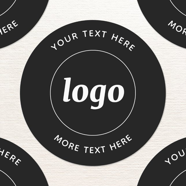 Simple Logo With Text Business Black (Simple logo with custom text business branding promotional stickers)