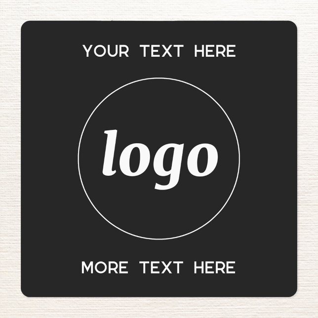 Simple Logo With Text Business Black (Simple logo with custom text business branding promotional sticker labels in black and white)