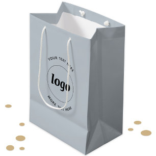 Simple Logo With Text Business Blue Medium Gift Bag