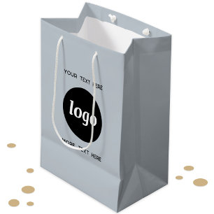 Simple Logo With Text Business Blue Medium Gift Bag