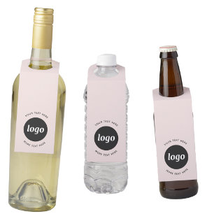 Simple Logo with Text Business Blush Pink Bottle Tag