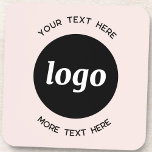 Simple Logo With Text Business Blush Pink Coaster<br><div class="desc">Add your own logo and choice of text to this design.  Remove the top or lower text if you prefer.  Minimalist and professional.  Great for employee branding,  or as a promotional product for your clients and customers.</div>