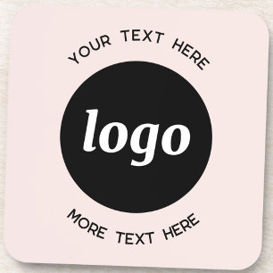 Simple Logo With Text Business Blush Pink Coaster