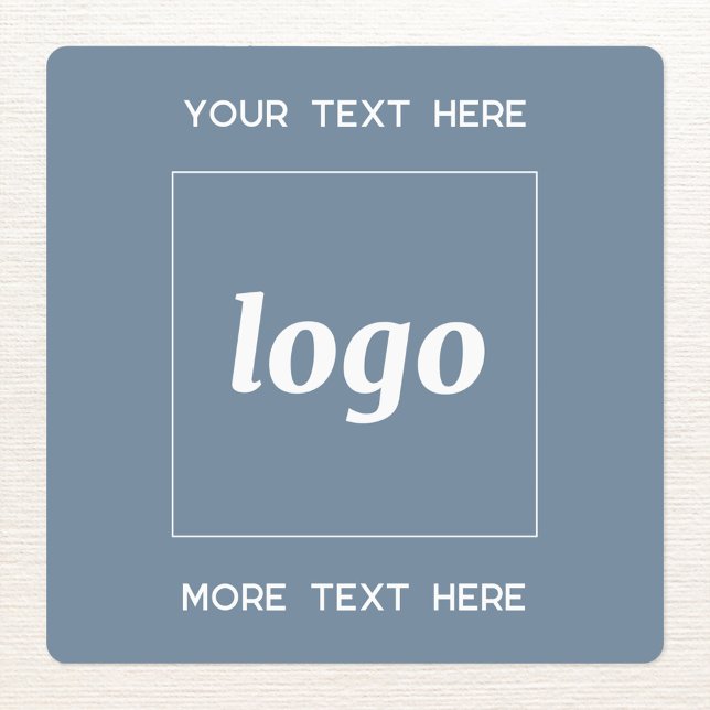 Simple Logo With Text Business Dusty Blue (Simple logo with custom text business branding promotional sticker labels in dusty blue)