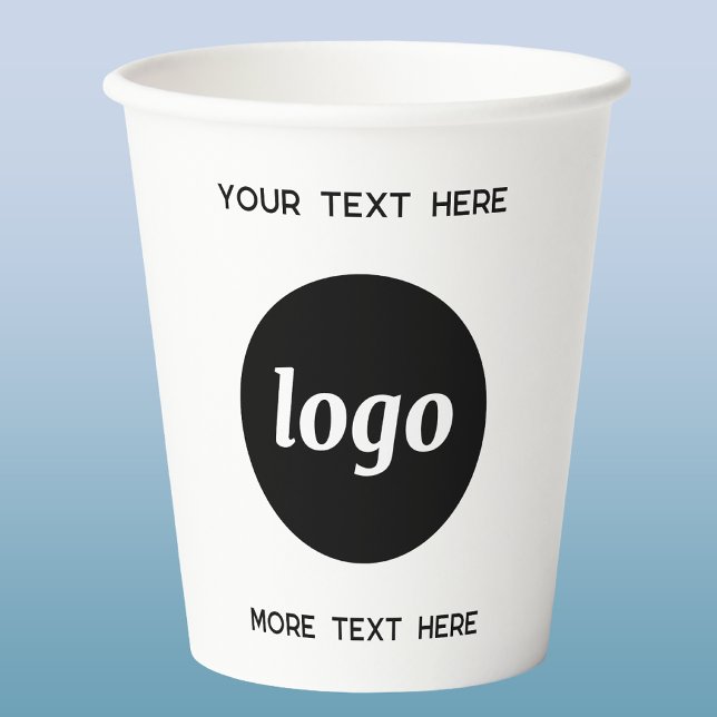 Simple Logo With Text Business Paper Cups (Simple logo with custom text business branding promotional paper cup)
