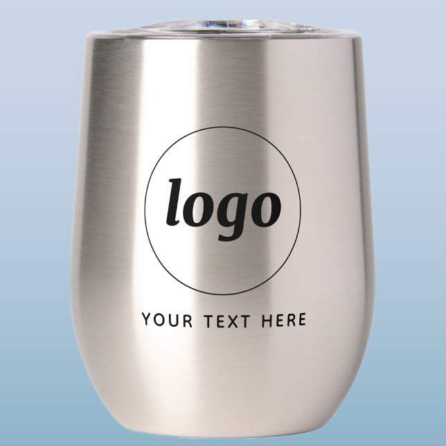 Simple Logo With Text Business Promotional (Logo with custom text promotional business branding thermal tumbler)