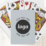 Simple Logo With Text Business Promotional Blue Playing Cards<br><div class="desc">Add your own logo and choice of text to this design.  Remove the top or lower text if you prefer.  Minimalist and professional.  Great for a promotional product for your clients and customers. Your logo will be clipped to a circle.  For other versions,  see the collection.</div>