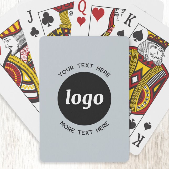 Simple Logo With Text Business Promotional Blue Playing Cards (Logo with custom text promotional business powder blue playing cards)