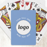 Simple Logo With Text Business Promotional Blue Playing Cards<br><div class="desc">Add your own logo and choice of text to this design.  Remove the top or lower text if you prefer.  Minimalist and professional.  Great for a promotional product for your clients and customers. Your logo will be clipped to a circle.  For other versions,  see the collection.</div>