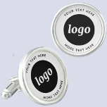 Simple Logo With Text Business Promotional Cufflinks<br><div class="desc">Add your own logo and choice of text to this design.  Remove the top or lower text if you prefer.  Minimalist and professional.  Great for employee branding,  or as a promotional product for your clients and customers.</div>