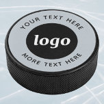 Simple Logo With Text Business Promotional Hockey Puck<br><div class="desc">Add your own logo and choice of text to this design.  Remove the top or lower text if you prefer.  Minimalist and professional.  Great for staff and employees,  as a promotional product for your clients and customers,  at trade shows and corporate events,  and for sponsorship.</div>