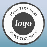 Simple Logo With Text Business Promotional Hockey Puck<br><div class="desc">Add your own logo and choice of text to this design.  Remove the top or lower text if you prefer.  Minimalist and professional.  Great for staff and employees,  as a promotional product for your clients and customers,  at trade shows and corporate events,  and for sponsorship.</div>