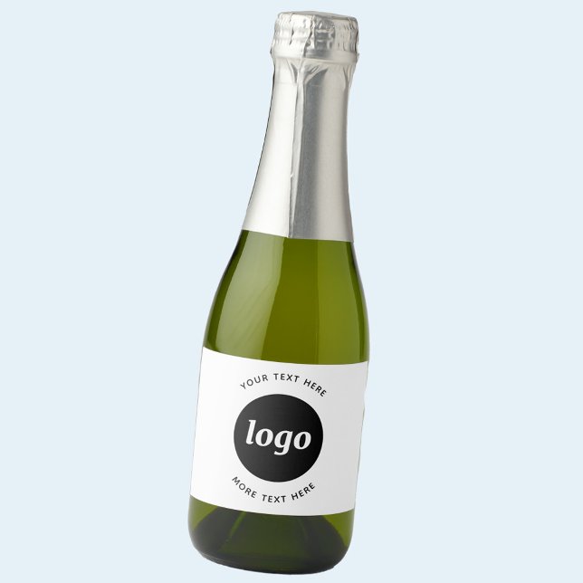 Simple Logo With Text Business Promotional Sparkling Wine Label (Custom logo with text business promotional sparkling wine bottle labels)