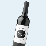 Simple Logo With Text Business Promotional Wine Label<br><div class="desc">Add your own logo and choice of text to this design.  Remove the top or lower text if you prefer.  Minimalist and professional to enhance your brand. Logo will clip to a circle shape.  Other versions are available.</div>