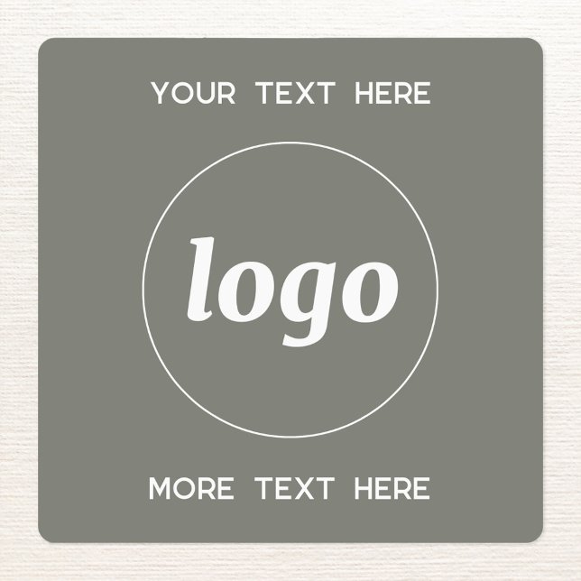 Simple Logo With Text Business Sage Green (Simple logo with custom text business branding promotional sticker labels in sage green)