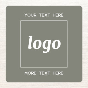 Simple Logo With Text Business Sage Green Square Sticker