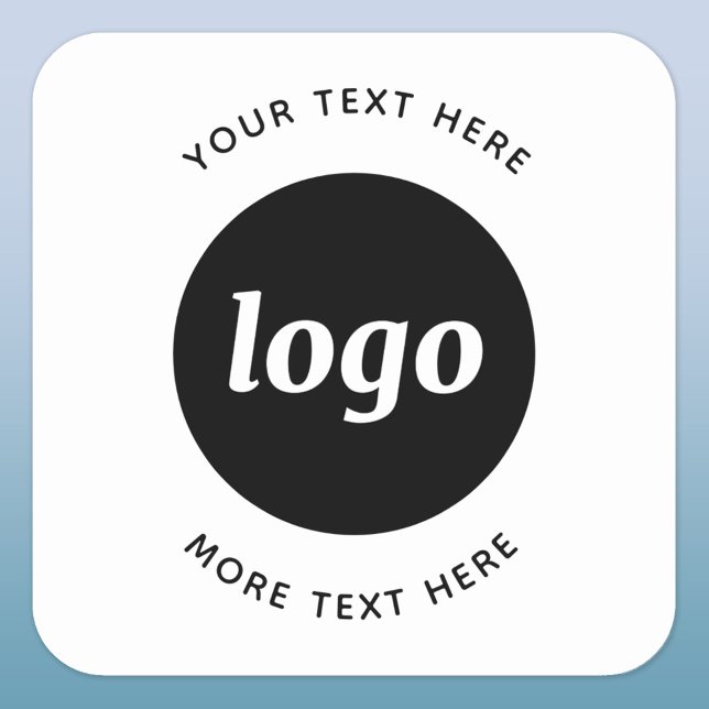Simple Logo With Text Business Square Sticker (Logo and custom text business promotional sticker)