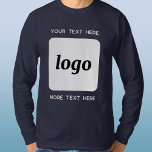 Simple Logo With Text Business T-Shirt<br><div class="desc">Add your own logo and choice of text to this design.  Remove the top or lower text if you prefer.  Minimalist and professional.  Great for employee branding,  as a uniform,  for corporate events and trade shows,  or as a promotional product for your clients and customers.</div>
