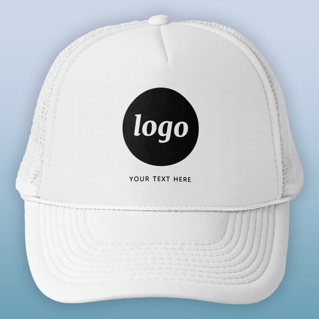Simple Logo With Text Business Trucker Hat (Logo custom text business promotional trucker hat)