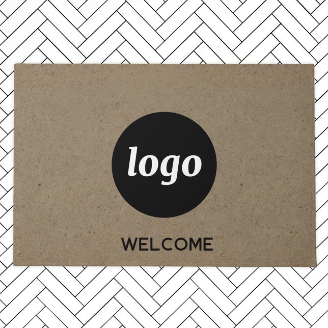 Simple Logo With Text Business Welcome Doormat (Logo and custom text business promotional doormat)