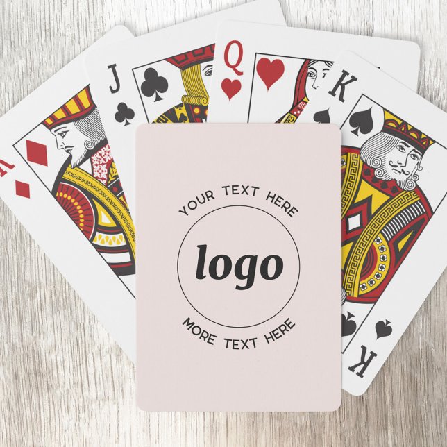 Simple Logo With Text Pink Business Promotional Playing Cards (Logo with custom text blush pink business promotional playing cards)