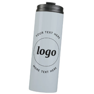 Simple Logo With Text Powder Blue Business Thermal Tumbler