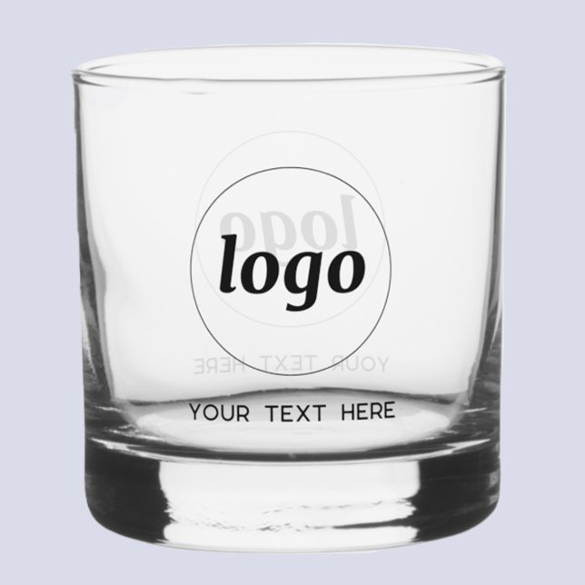 Simple Logo with Text Promotional Business Glass (Simple logo with custom text business branding promotional drinkware glass)