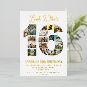 simple look who's 16 Photo Collage teen birthday