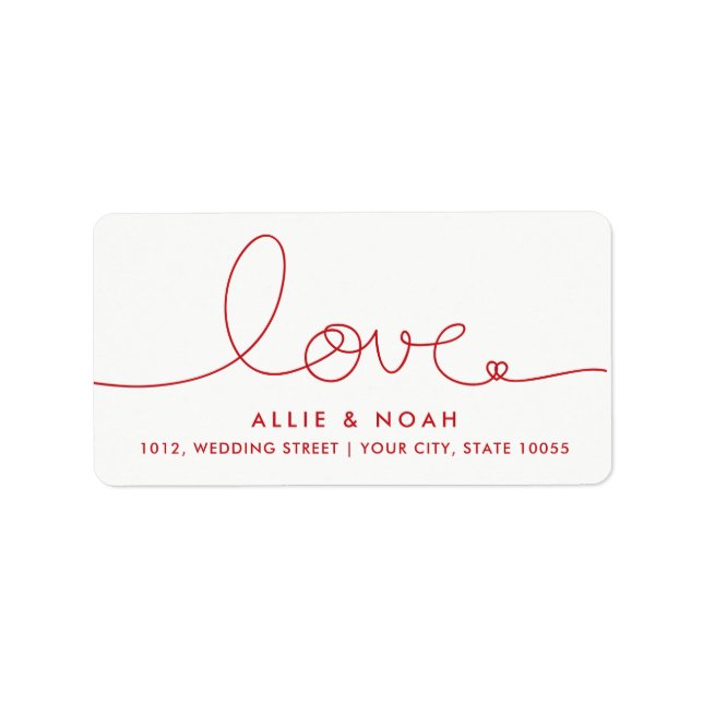 Simple Loopy Love Heart Wedding Address Labels (Front)