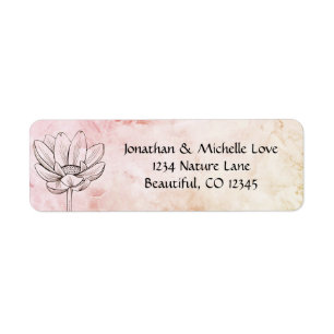 Simple Lotus Flower Pink Gold Marble Bkg Address