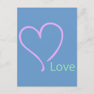 Simple Love and Heart Postcard