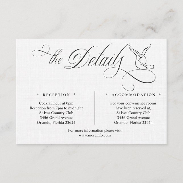 Simple Love Birds Script Details Enclosure Card (Front)