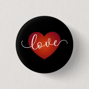 Simple Love Calligraphy Valentine   Pin Button