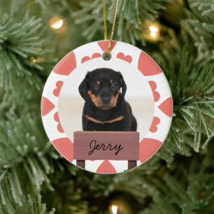 simple love christmas holiday Custom Dog Photo Ceramic Tree Decoration