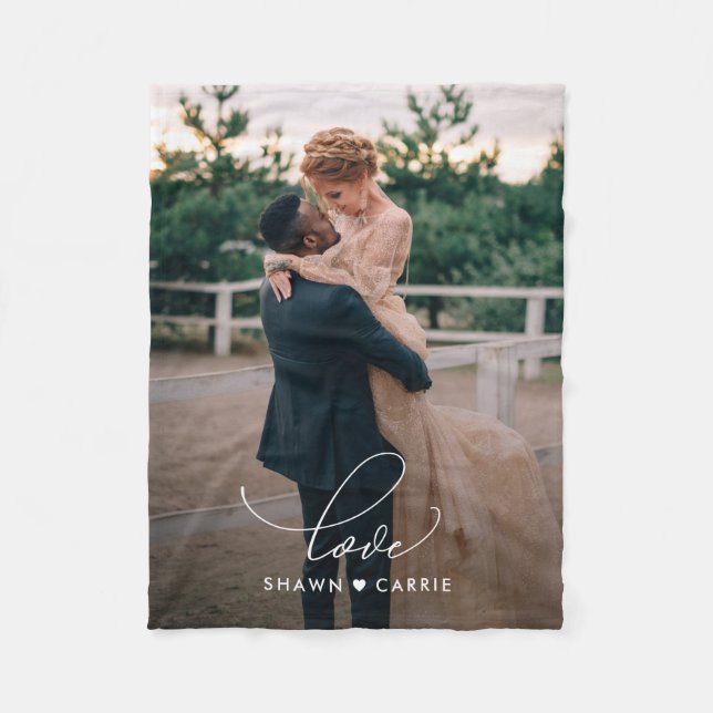 Simple Love Editable Colour Personalised Blanket (Front)