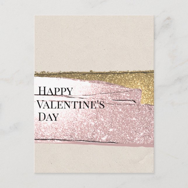 Simple Love, Elegant Gold: Happy Valentine's Day Holiday Postcard (Front)
