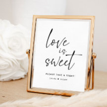 Simple Love is Sweet Wedding Favour Sign