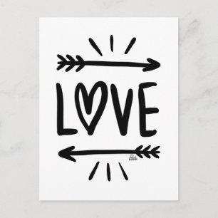 Simple "LOVE" Lettering Black on White Postcard