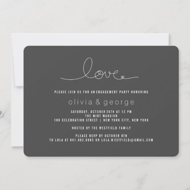 Simple Love Loop Heart Modern Engagement Party Invitation (Front)