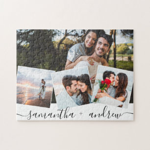 Simple love names 4 photo collage wedding keepsake jigsaw puzzle