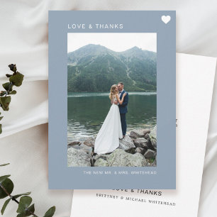 Simple Love Photo Collage Dusty Blue Thank You Card