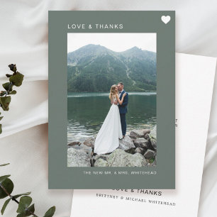 Simple Love Photo Collage Sage Thank You Card