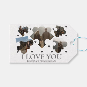 Simple Love Puzzle valentine's day couple 5 photo Gift Tags