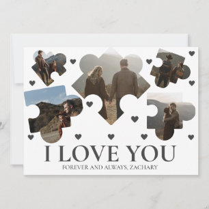 Simple Love Puzzle valentine's day couple 5 photo Holiday Card