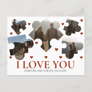 Simple Love Puzzle valentine's day couple 5 photo Holiday Postcard