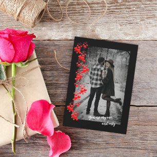 Simple Love Red Hearts Photo Holiday Card