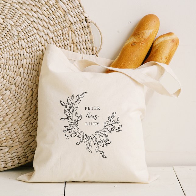 Simple Love Script Botanical Wreath Bride Tote Bag (Creator Uploaded)
