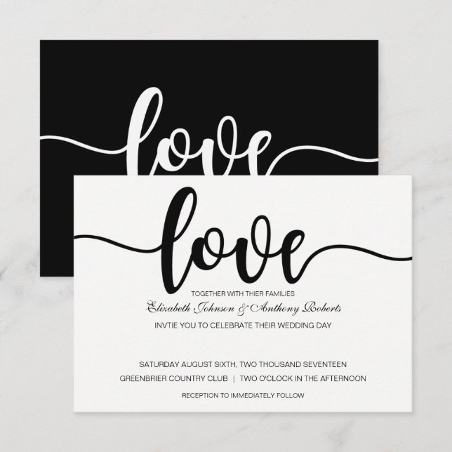 Simple Love Script | Modern Wedding Invitations (Front/Back)
